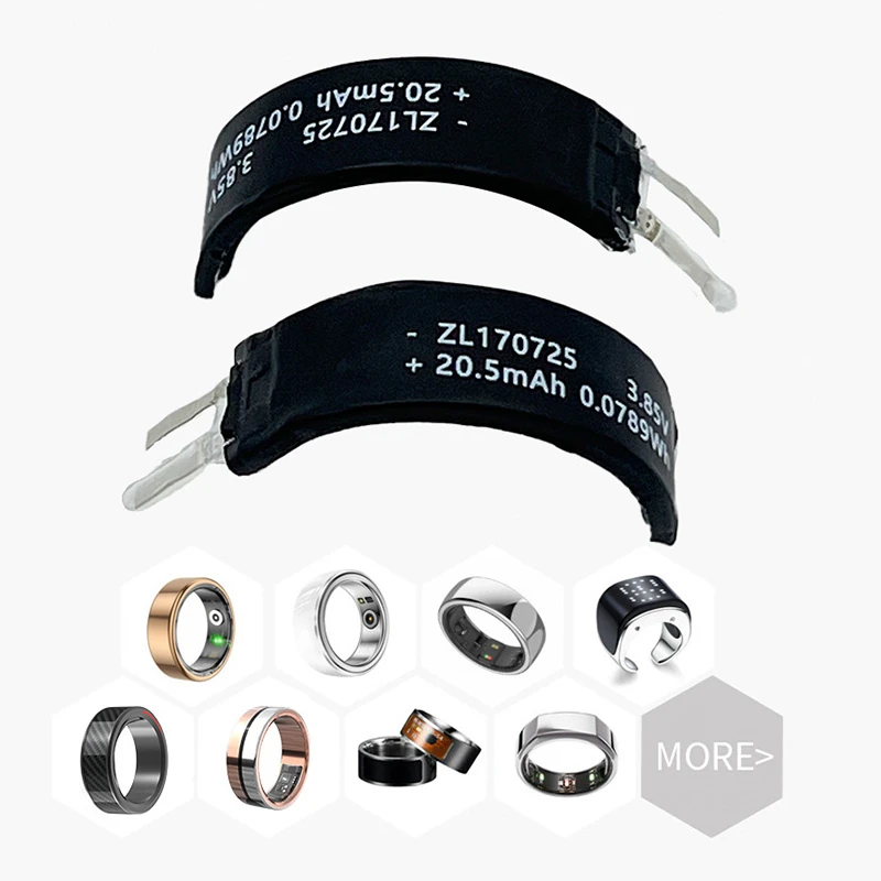 Smart Ring Lithium Battery 3.85V Ultra-Thin Curved Band, High Capacity, Long Battery Life, Universal Size