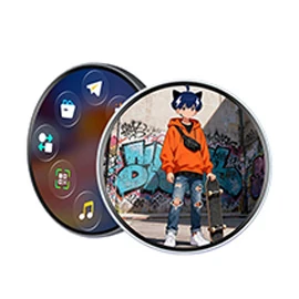 Electronic blinking badges with animated patterns, videos, and Bluetooth functionality; customizable anime-style badges and collectible pins