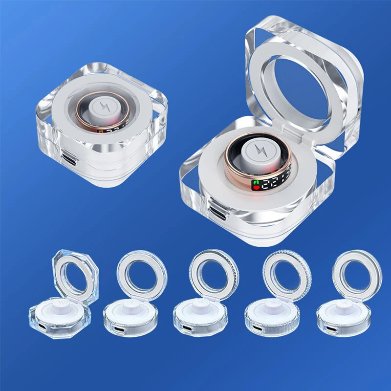 Mini Smart Ring with Magnetic Charging, Universal Compatibility, Built-in Battery, High-Capacity Power, and Crystal Charging Case