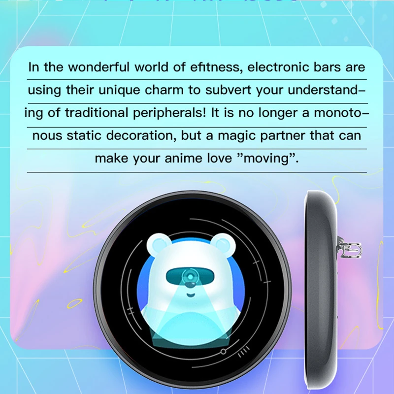 Electronic blinking badges with animated patterns, videos, and Bluetooth functionality; customizable anime-style badges and collectible pins