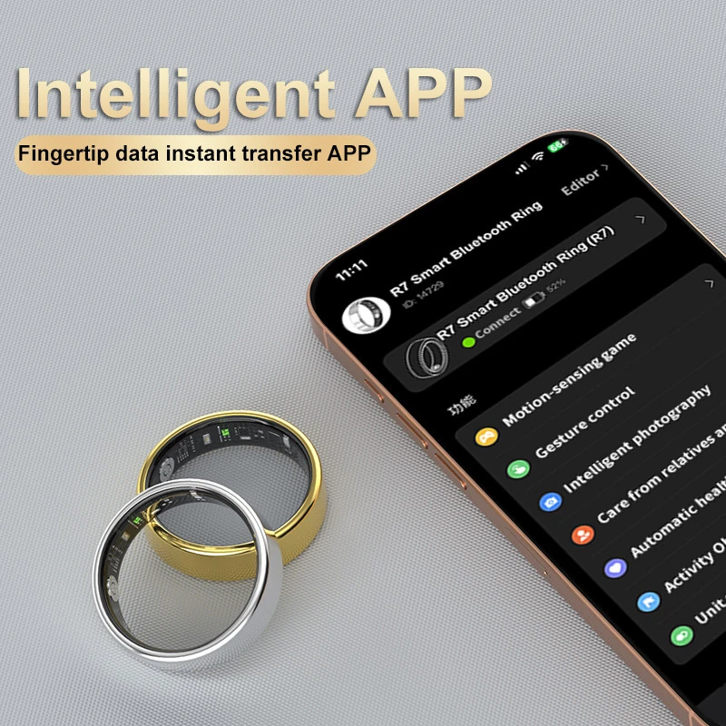 R7 Smart Ring: Heart Rate, Blood Oxygen, Activity Tracker, Pedometer, Gesture Control, Remote Camera Shutter, and More