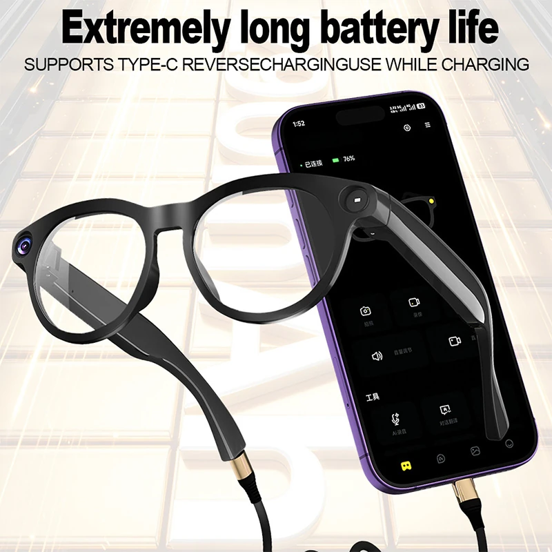 CY05 Smart Glasses: HD Live Streaming, Video Recording, Photography, Real-Time Translation, and AI Conversation