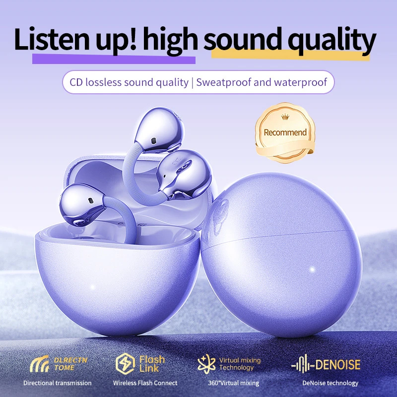 N01 Wireless Bluetooth Earphones: Bone Conduction, Ultra-Long Battery Life, Ideal for Sports, Running, and Calls&mdash;Clip-On Style