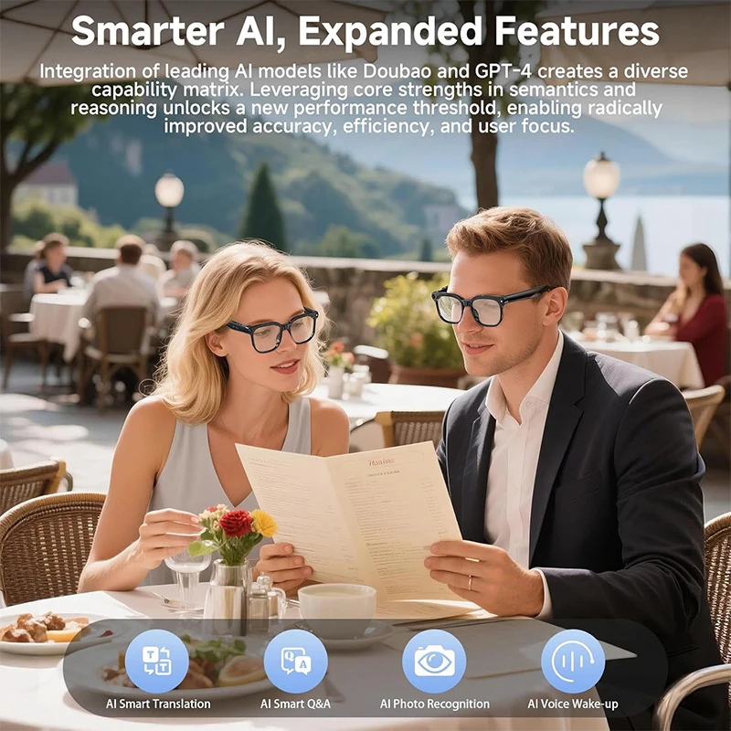 New M02 Smart Glasses: AI Translation, 8MP Camera, Reverse Charging Case, Wi-Fi Transfer, Image Recognition