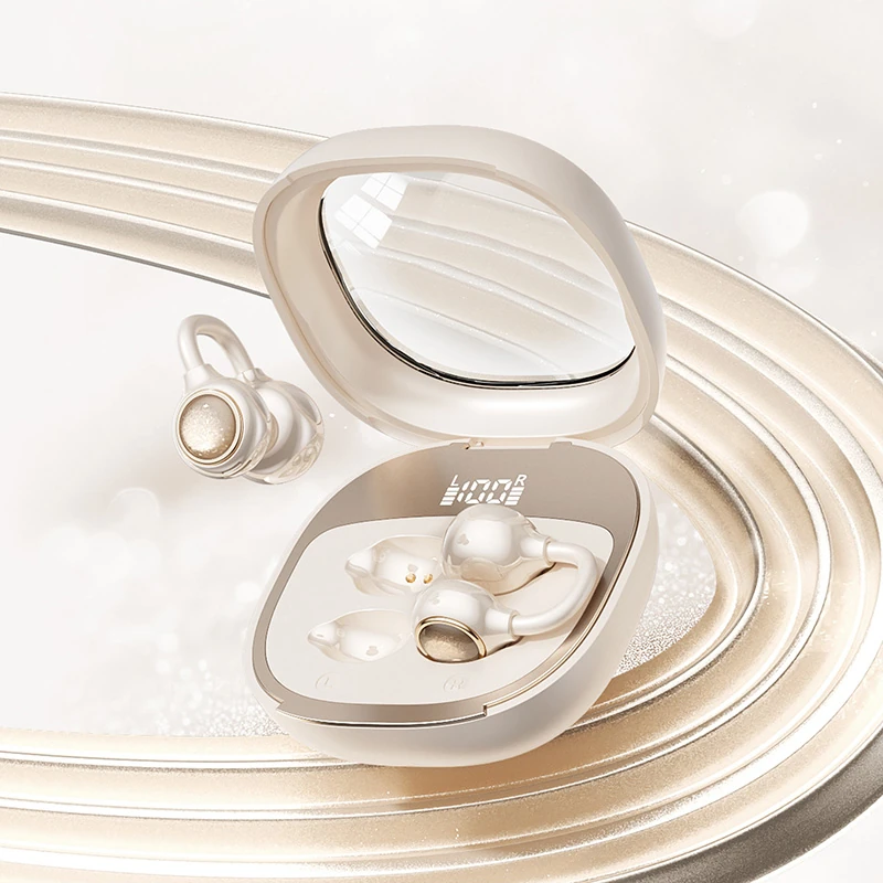 BS02 Clip-on Bluetooth Headphones: Bone Conduction, In-Ear-Free,  High-Quality Sound, Noise Cancellation, Ultra-Long Battery Life