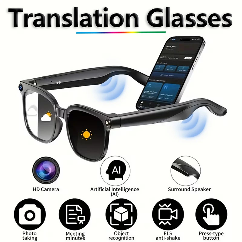 New M02 Smart Glasses: AI Translation, 8MP Camera, Reverse Charging Case, Wi-Fi Transfer, Image Recognition