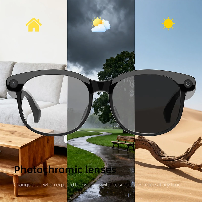 FG01 AI Smart Bluetooth Glasses: Calls, Music, Voice Assistant, and Photochromic Lenses