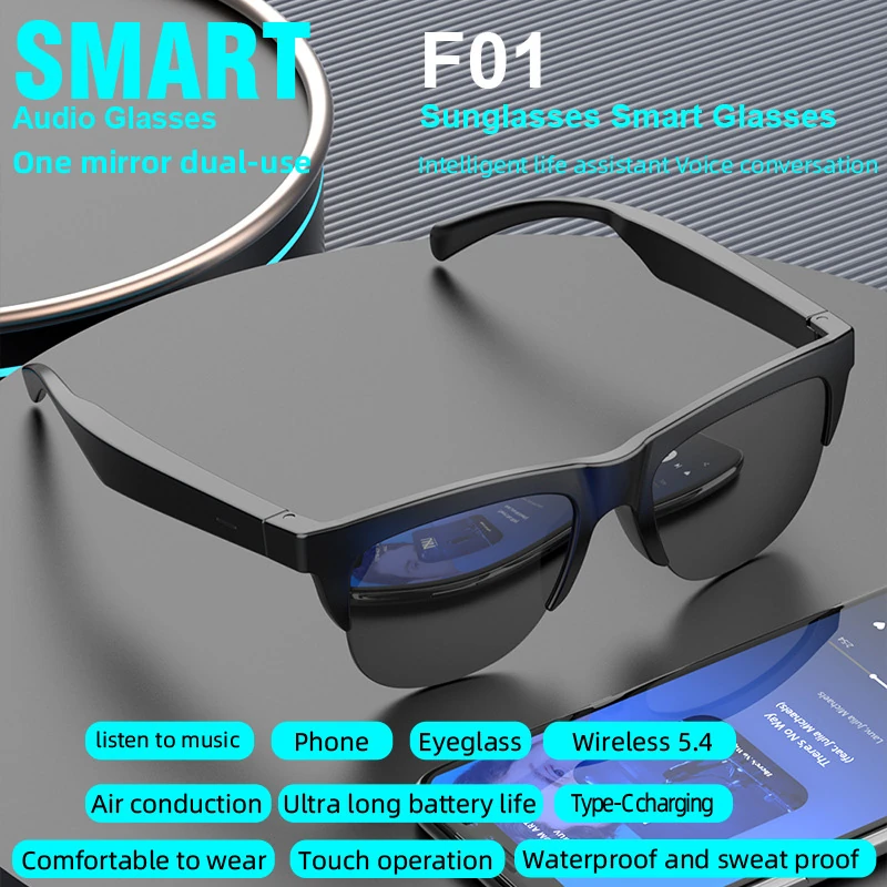 F01 Bluetooth Sunglasses: Dual-Function Audio for Music, Calls, and Cycling&mdash;Polarized Smart Sunglasses
