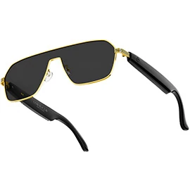 A18 Smart Sunglasses with Metal Square Lenses, Anti-Glare Driving Glasses, Bluetooth Sunglasses with Built-in Headphones
