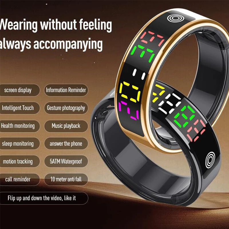 RA20 Smart Ring: Heart Rate, Blood Oxygen, and Blood Pressure Monitoring; Short Videos; Scroll Up/Down; Like; Smart Wearable Ring