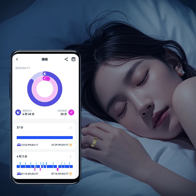 RN7 Smart Ring: 24/7 Sleep and Napping Monitoring, Low Oxygen Levels, Heart Rate, and Activity Tracking&mdash;Bluetooth Ring