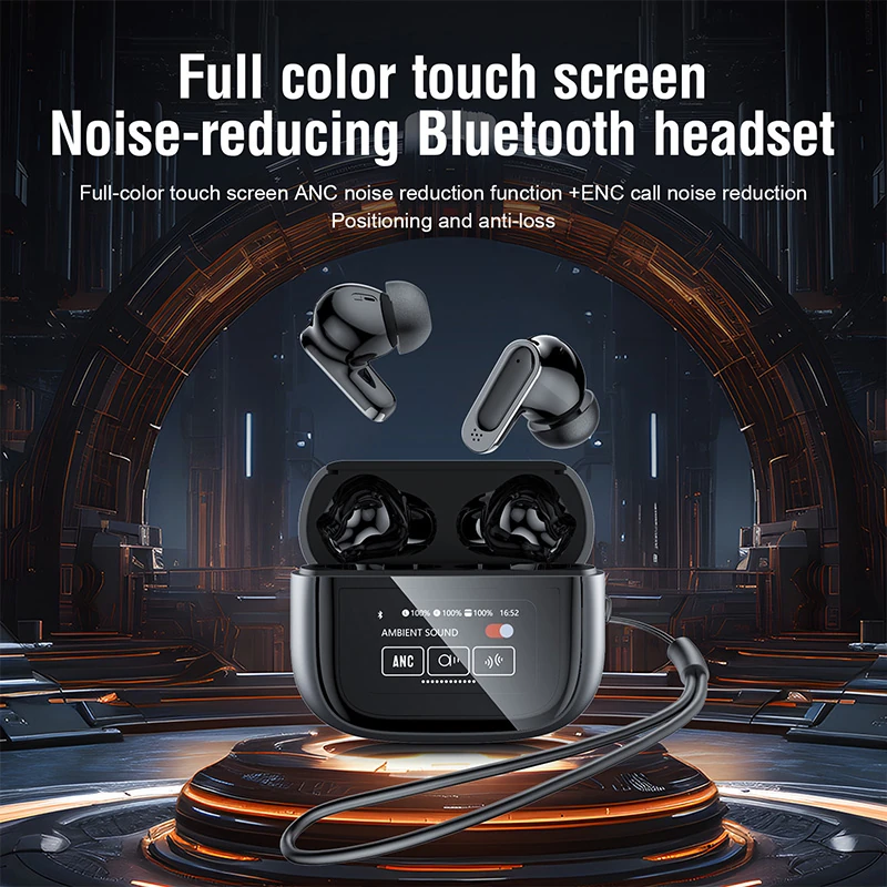 V11 ANC Noise-Canceling Bluetooth Earbuds: Touchscreen, TWS, Wireless Calling, Deep Bass, Smart Gaming Design, Low Latency