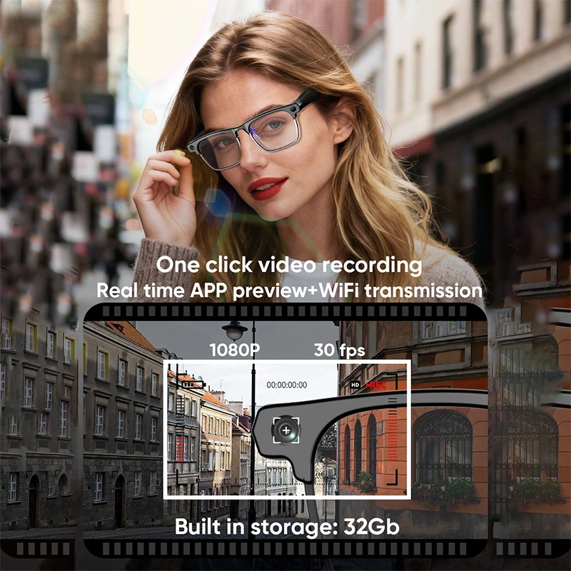 G1 AI Glasses: New Business-Style Semi-Rimless Model with 8MP HD Video Recording and Real-Time Translation&mdash;Smart Bluetooth Glasses