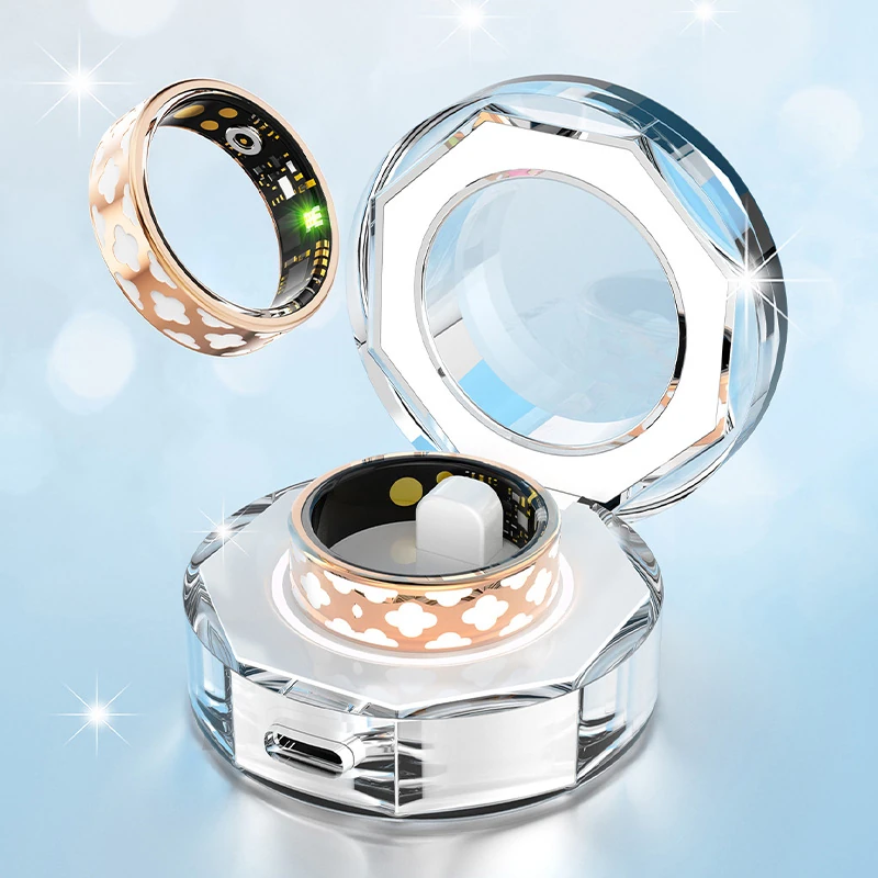 R10M Enamel Smart Ring: Heart Rate, Blood Pressure, Blood Oxygen, and Sleep Monitoring; Exercise Tracking and Remote Photo Capture