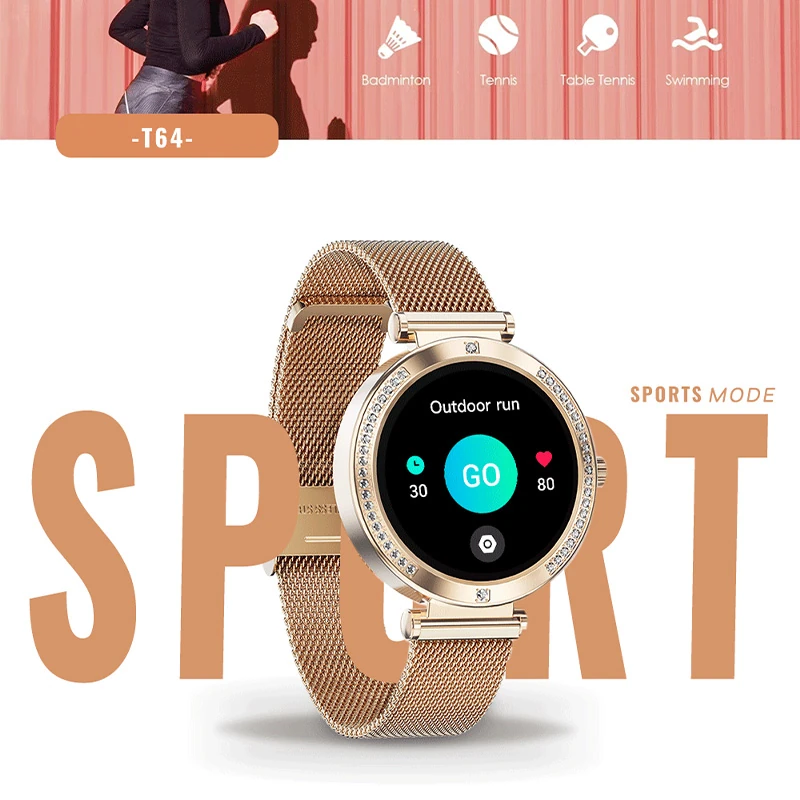 T64 Women's Smartwatch: Heart Rate, Blood Oxygen, Menstrual Cycle Tracking, Sleep Monitoring, Bluetooth