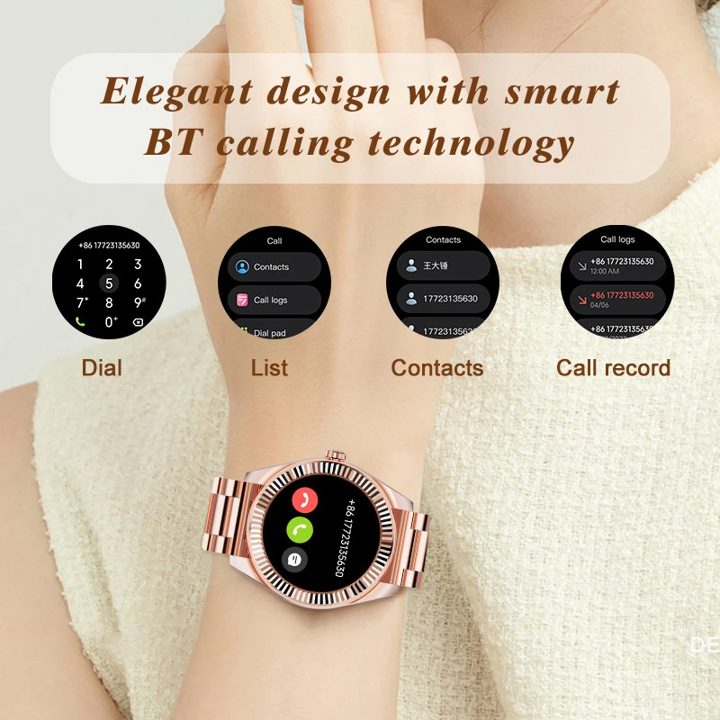 T38  1.19-inch AMOLED Bluetooth Call-Enabled Fashionable IP68 Sports Smartwatch for Women
