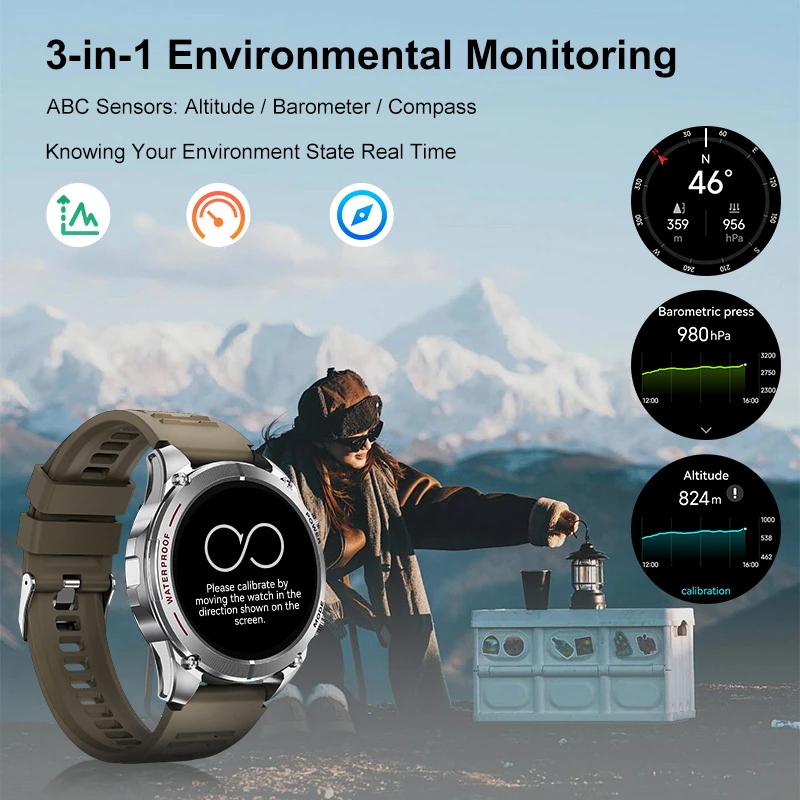 T90 GPS Smartwatch: 3ATM, Compass, ChatGPT, Automatic Activity Mode Recognition, Fitness Watch