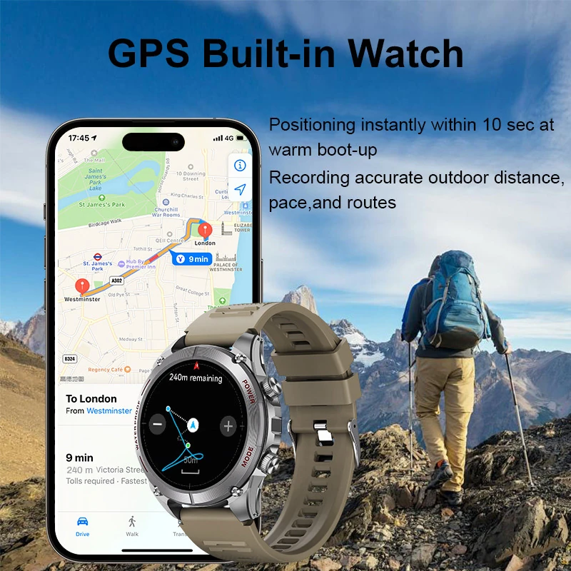 T90 GPS Smartwatch: 3ATM, Compass, ChatGPT, Automatic Activity Mode Recognition, Fitness Watch