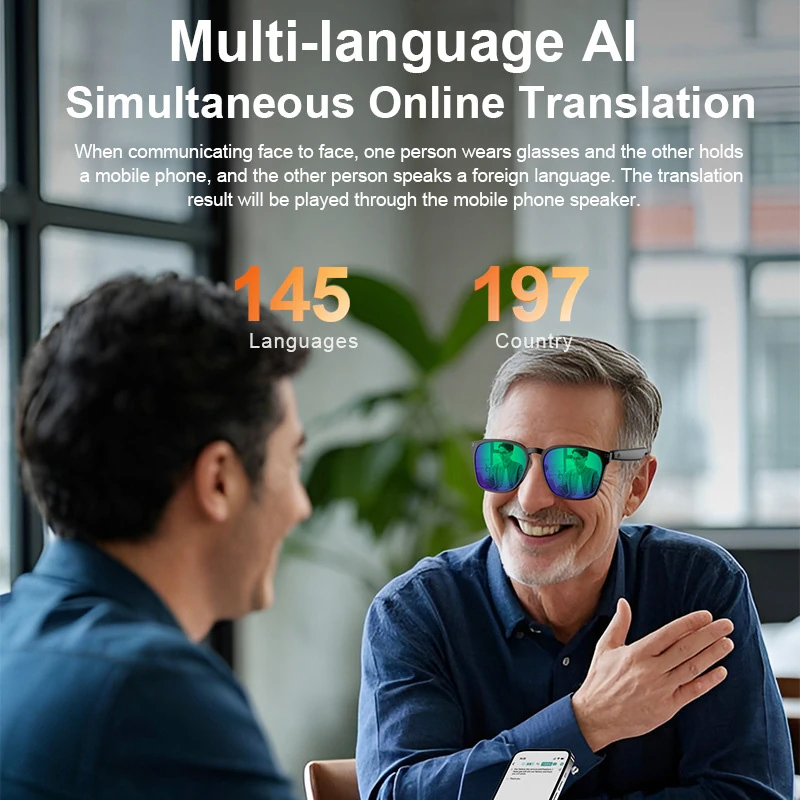 A10 New Smart Glasses: Bluetooth Audio, Remote Shutter, Music, Blue Light and UV Protection, Stylish, Wireless