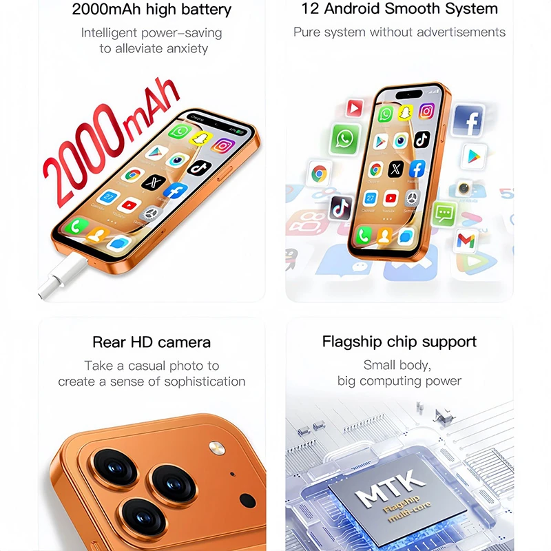 A18 Pro GPS Lingdongdao Global Band 4.0 Display Android 12 Mini Smart Phone  Google Play Store