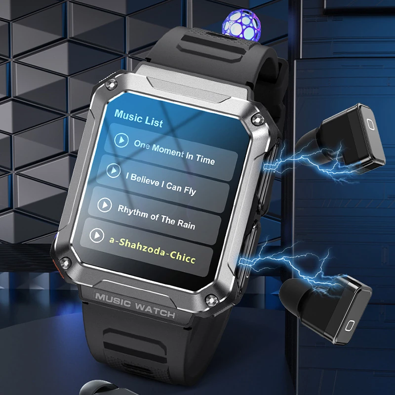 T93 Rugged Military Watch with 4GB Storage, Bluetooth Earbuds, TWS Dual-Call Function, and Large-Screen Smartwatch&mdash;3-in-1
