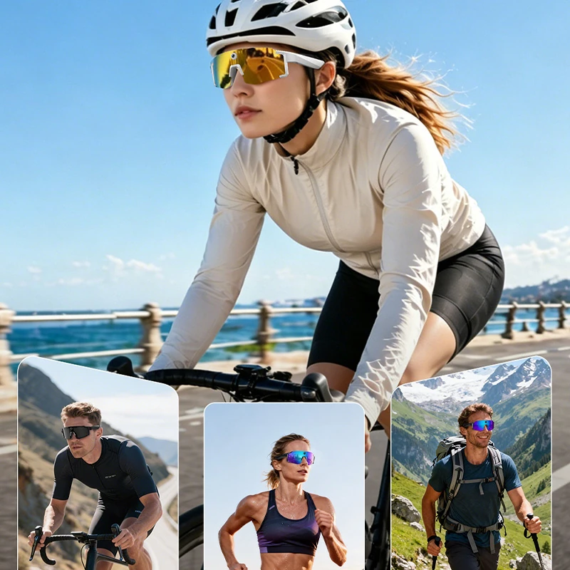 S08 Smart Sports glasses with a built-in camera for taking photos, featuring AI translation, object recognition, and a smart voice assistant