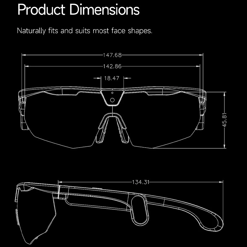 W640 AI Smart Glasses: Photo and Video Recording, Outdoor Cycling Glasses, Wind- and Dust-Resistant, UV-Protective Sunglasses