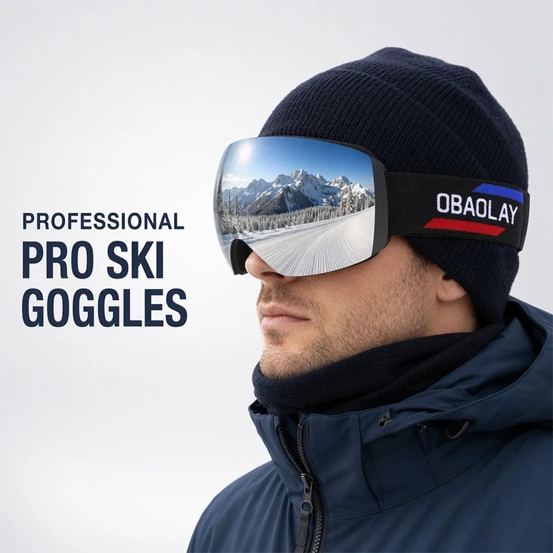 SG02 Double-Layer Anti-Fog Outdoor Ski Goggles: Wholesale of Adult Anti-Fog Wide-View Snap-On Goggles for Prescription Glasses