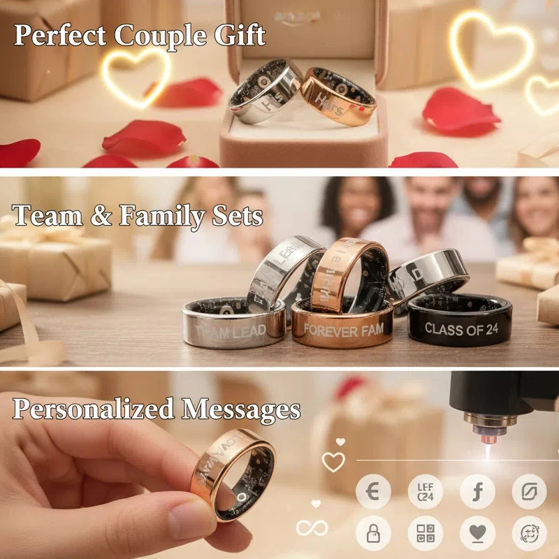 CR01 Custom Smart Rings for Couples and Groups: Heart Rate, Blood Oxygen, and Sleep Health Monitoring&mdash;Perfect Holiday Gifts