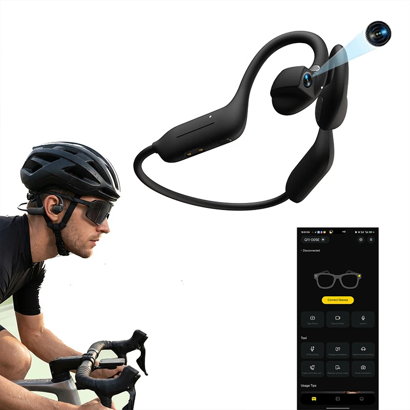 C03 Smart Camera Bluetooth Headset: HD Photo & Video, Translation Earphones for Outdoor Cycling, Hiking, and Trekking