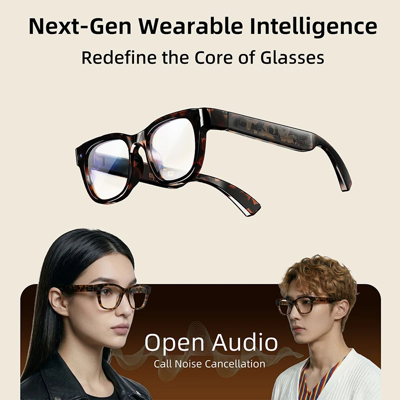 G06 Ultra AI smart glasses featuring a camera, simultaneous translation, image stabilization, photo/video recording, live streaming, and AI translation capabilities.