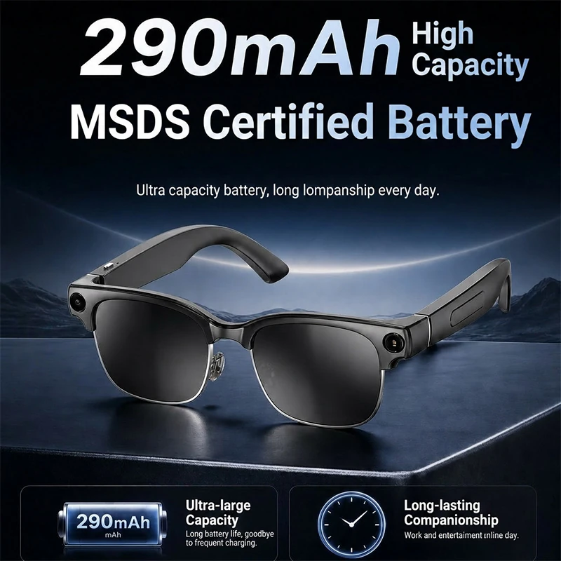 G05 AI smart glasses with camera, Bluetooth, and translation capabilities.