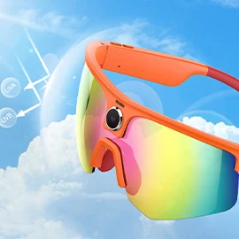 Q02 Outdoor Smart Glasses (13MP Camera): Features reverse-charging case, photo/video capture, image viewing, translation, object recognition, and AI assistant.
