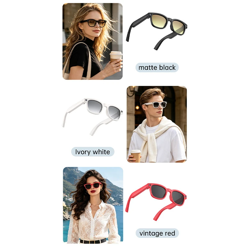 L1 Ultra AI Smart Glasses with camera: Cutting-edge tech featuring a 13-megapixel camera, a charging case that supports reverse charging, and Wi-Fi connectivity for image recognition and translation.