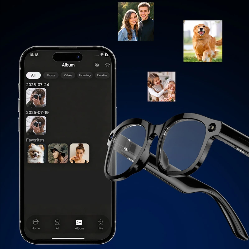 CY02 AI Smart Glasses With Camera, translation, photo-taking, foreign language support, AI Q&A, object recognition, audio recording, and Bluetooth calling