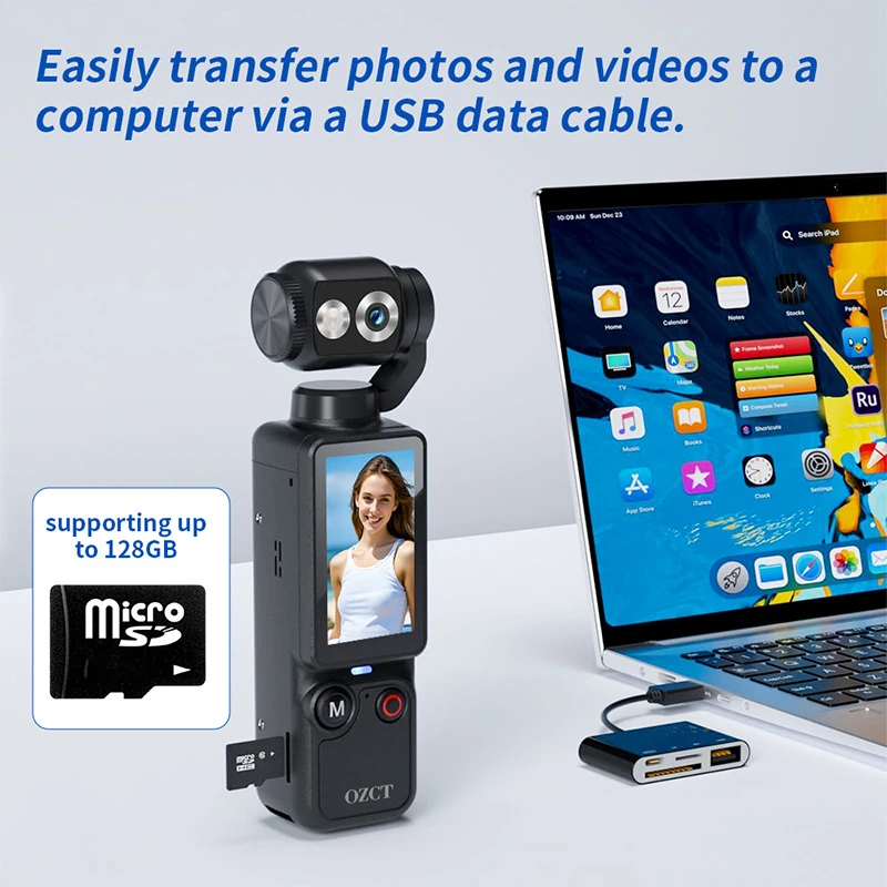 Q8 Rotating Handheld Camera &ndash; 4K Ultra-HD, Auto-Focus, Portable Pocket Video Camera for Meetings and Recording