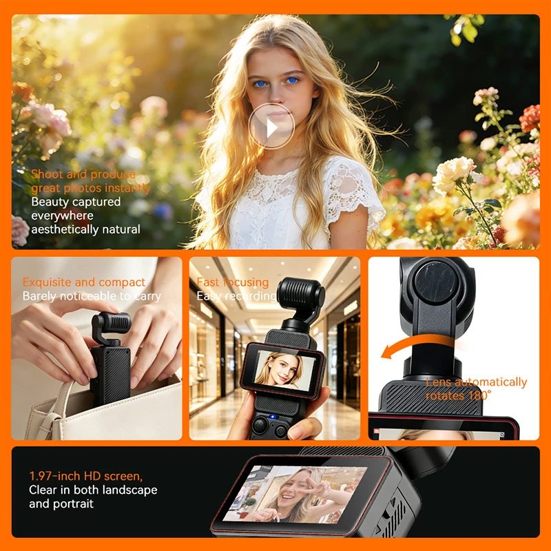 C10 Pocket Camera :Handheld HD Sports Camera &ndash; Portable Outdoor Vlogging & Cycling Action Cam