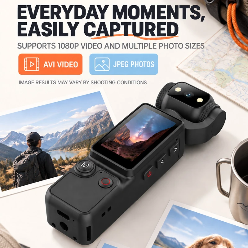 A36 Rotating Pocket Camera: Lightweight and compact design, fits easily in your pocket; features a 1.9-inch color screen and a 2000mAh battery&mdash;perfect for documenting travels and capturing short videos to share