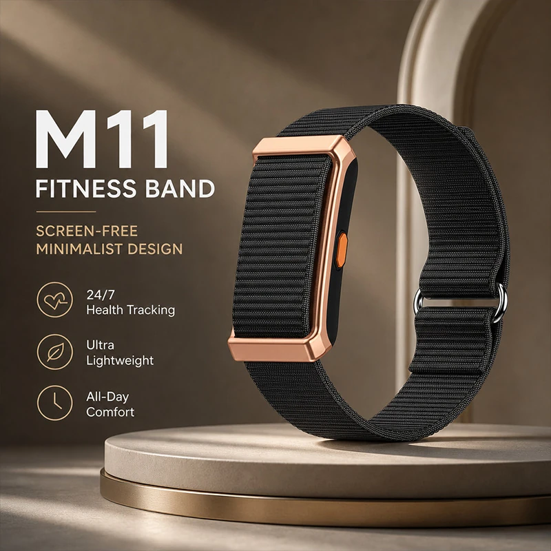 M11 Smart Bracelet: Real-time Heart Rate, Body Temperature, Sleep, HRV, and Stress Monitoring; Call Notifications; Rugged Design for Outdoor Sports
