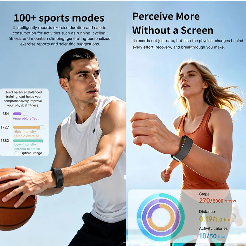 HD51 Slim & Lightweight Smart Bracelet: Screenless Design, 15-Day Battery Life, 3ATM Water Resistance, Multi-Sport Modes, and Remote Camera Control